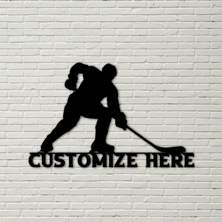 Customizable Metal Hockey Player Sign, Personalized Hockey Player Decoration, Hockey Home Decor