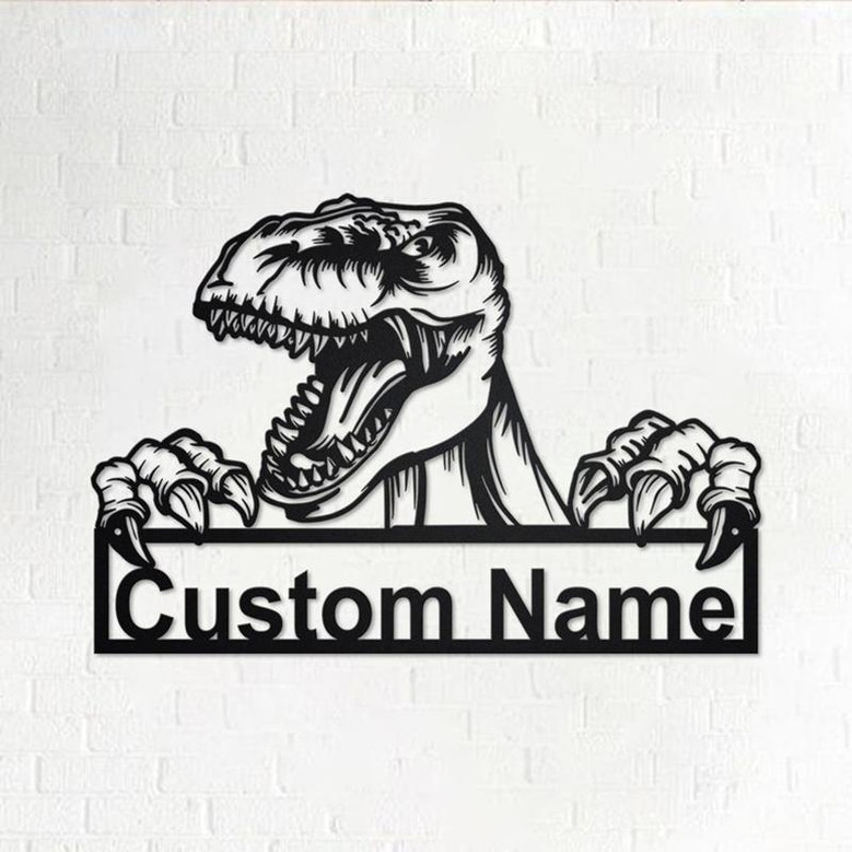 Personalized Dinosaur Metal Sign | Dinosaur Metal Wall Art | Dinosaur Metal Wall Decor | Tyrannosaurus Metal Sign | Dinosaur Lover Gift