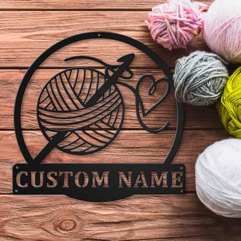 Personalized Crochet Metal Sign Art | Custom Crochet Monogram Metal Sign | Hobbie Gift | Crochet Gift