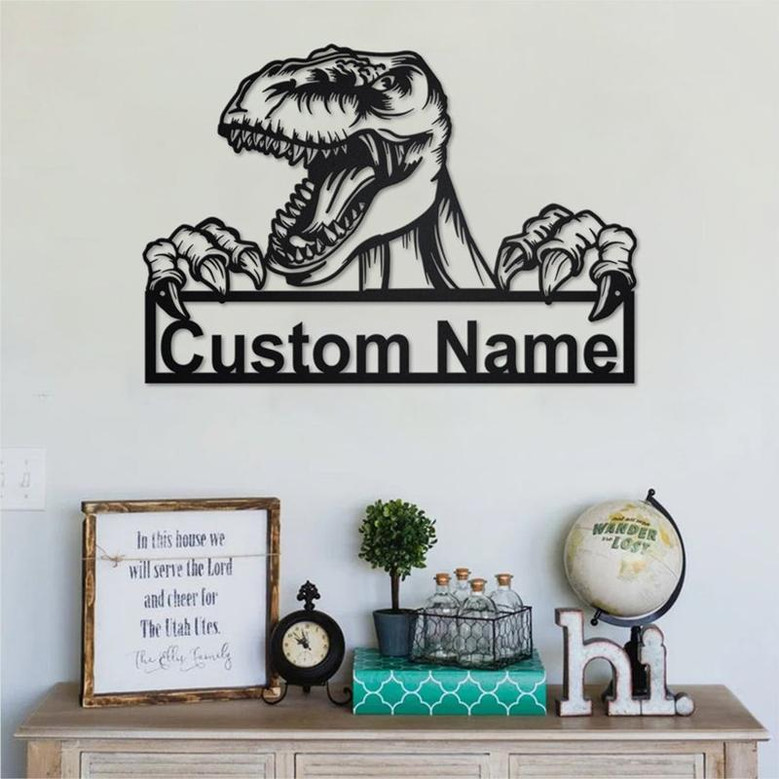 Personalized Dinosaur Metal Sign | Dinosaur Metal Wall Art | Dinosaur Metal Wall Decor | Tyrannosaurus Metal Sign | Dinosaur Lover Gift