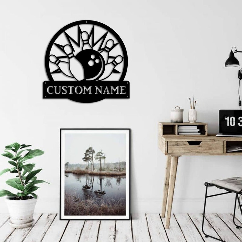 Personalized Bowling Monogram Metal Wall Art, Decor Decoration, Bowling Metal Sign, Housewarming Outdoor Metal