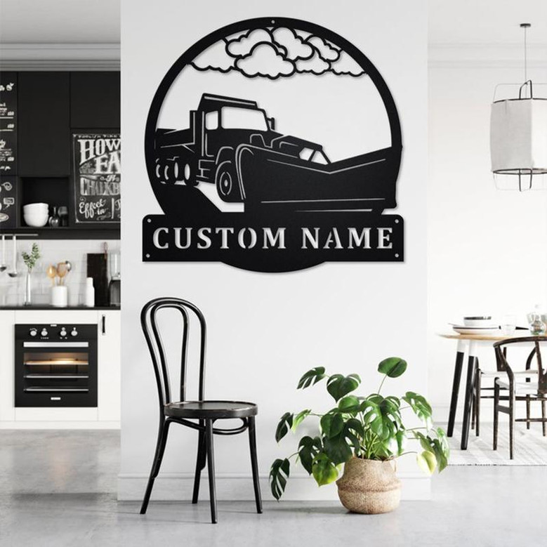Custom Plow Truck Metal Wall Art, Personalized Truck Driver Name Sign Decoration For Room, Plow Truck Home Decor. Custom Truck,Trucker Gift