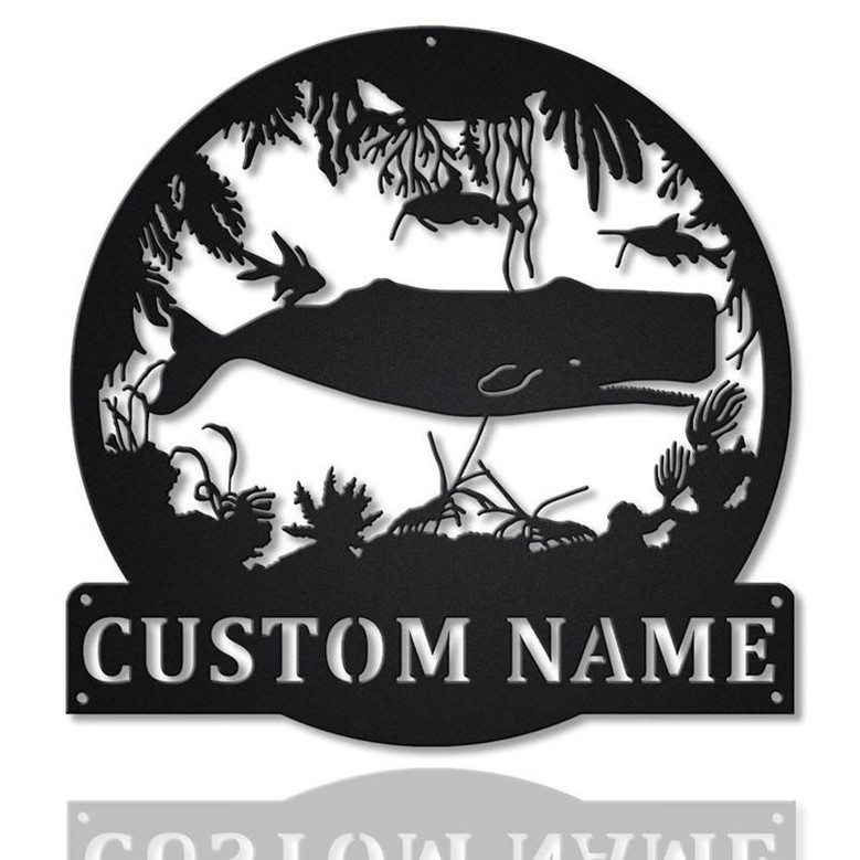 Personalized Sperm Whale MonogramMetal Sign Art | Custom Sperm Whale Monogram Metal Sign | Whale Gifts | Decor Decoration