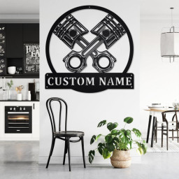 Custom Engine Piston Metal Wall Art, Personalized Mechanic Name Sign Decoration For Room,Engine Piston Metal Home Decor,Custom Engine Piston