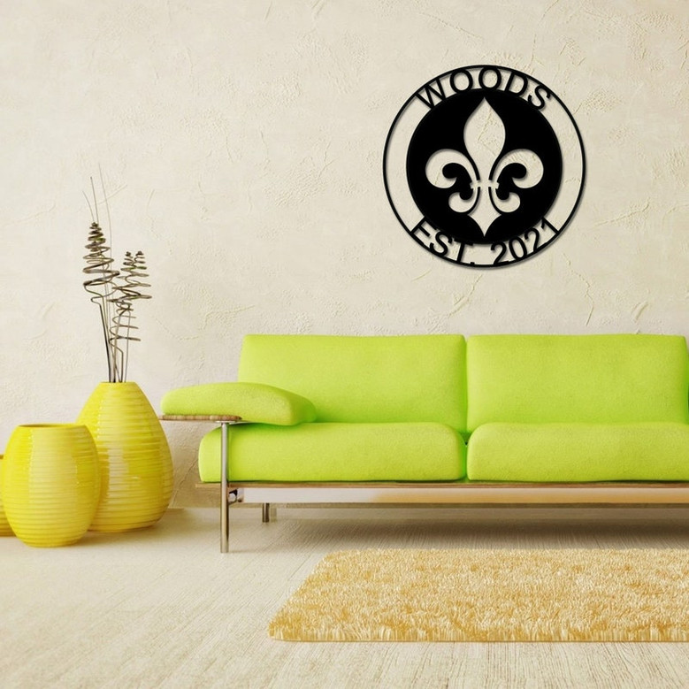 Mothers day gift, Personalized Mothers day Gift, Gift for Mom, Fleur-De-Lis Circle Monogram, Fleur De Lis Customized Sign, Wall Mount