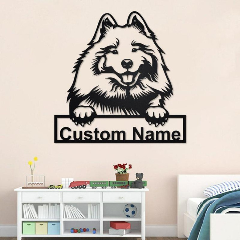 Custom Keeshond Dog Metal Wall Art, Personalized Keeshond Name Sign Decoration For Room, Keeshond Home Decor, Custom Dog,Custom Keeshond Dog