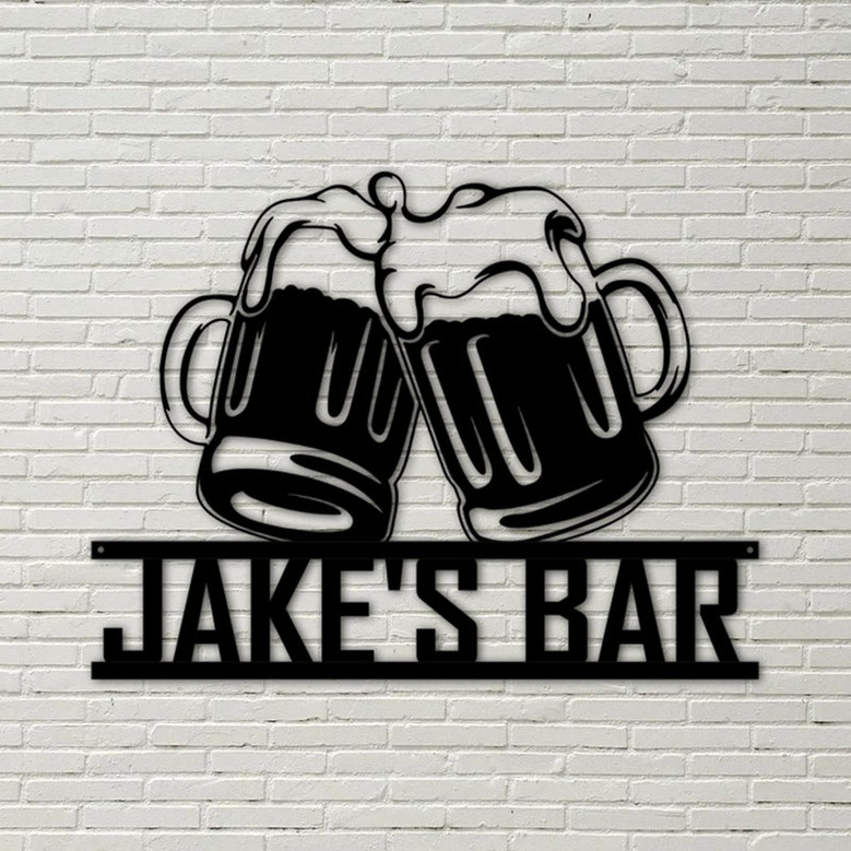 Beer Mug Metal Sign, Custom Bar Theme Sign, Cheers, last name sign, bar sign, bar customized sign, basement bar signs, beer mug sign