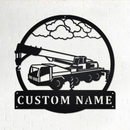 Custom Crain Truck Metal Wall Art, Personalized Truck Driver Name Sign Decoration For Room, Crain Truck Home Decor, Custom Truck
