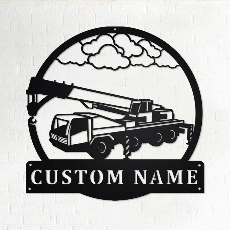 Custom Crain Truck Metal Wall Art, Personalized Truck Driver Name Sign Decoration For Room, Crain Truck Home Decor, Custom Truck