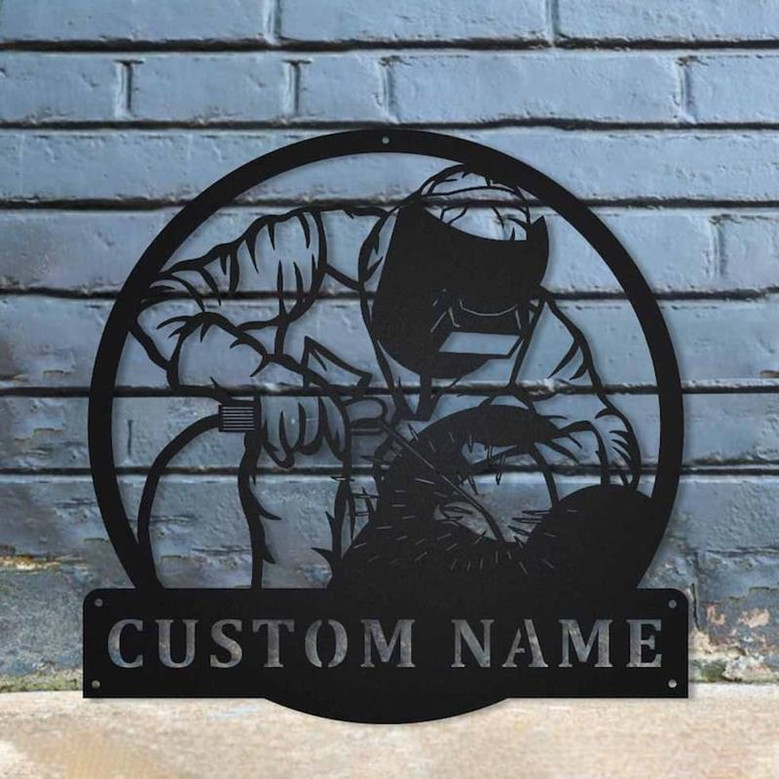 Personalized Welder Monogram Metal Sign Art | Custom Welder Monogram Metal Sign | Welder Monogram Gift