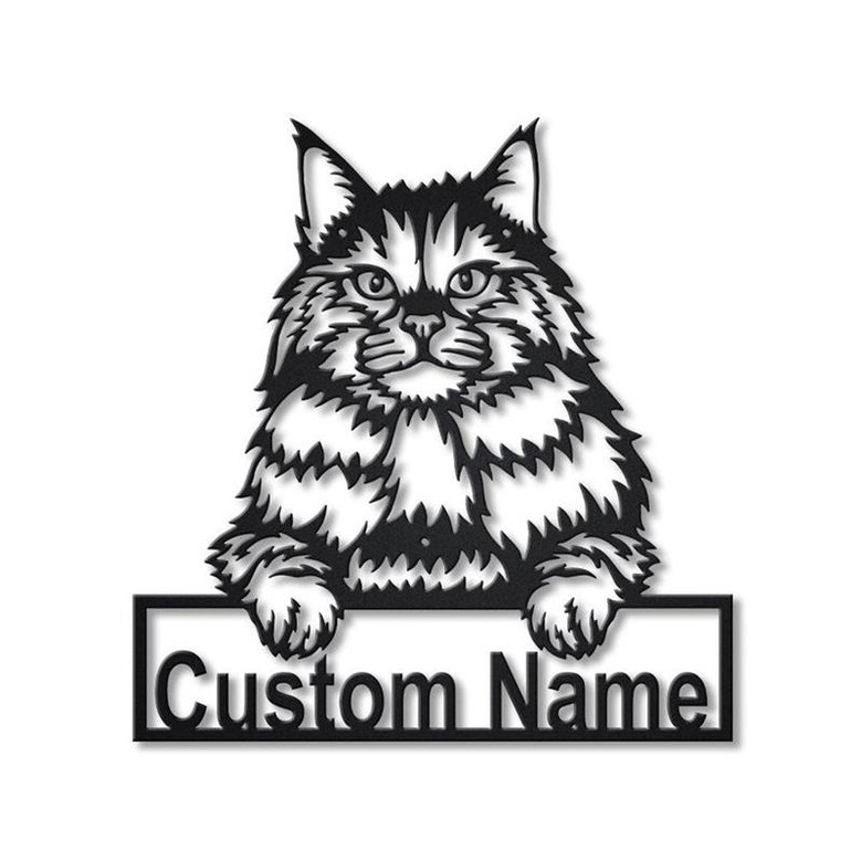 Personalized Siberian Cat Metal Sign Art, Custom Siberian Cat Metal Sign
