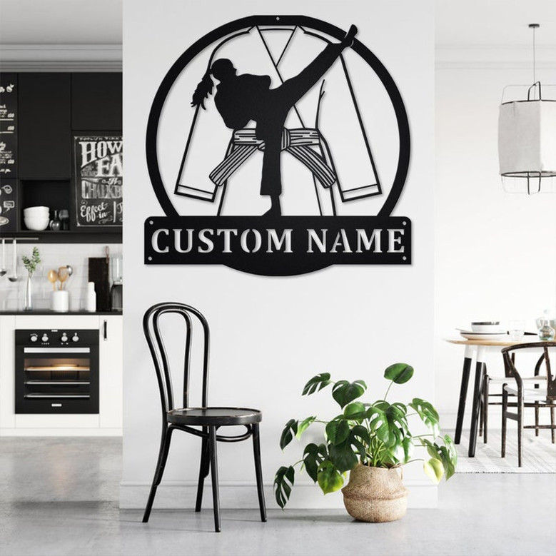 Custom Karate Girl Metal Wall Art,Personalized Karate Name Sign Decoration For Room, Karate Metal Home Decor, Custom Karate , Karate Girl