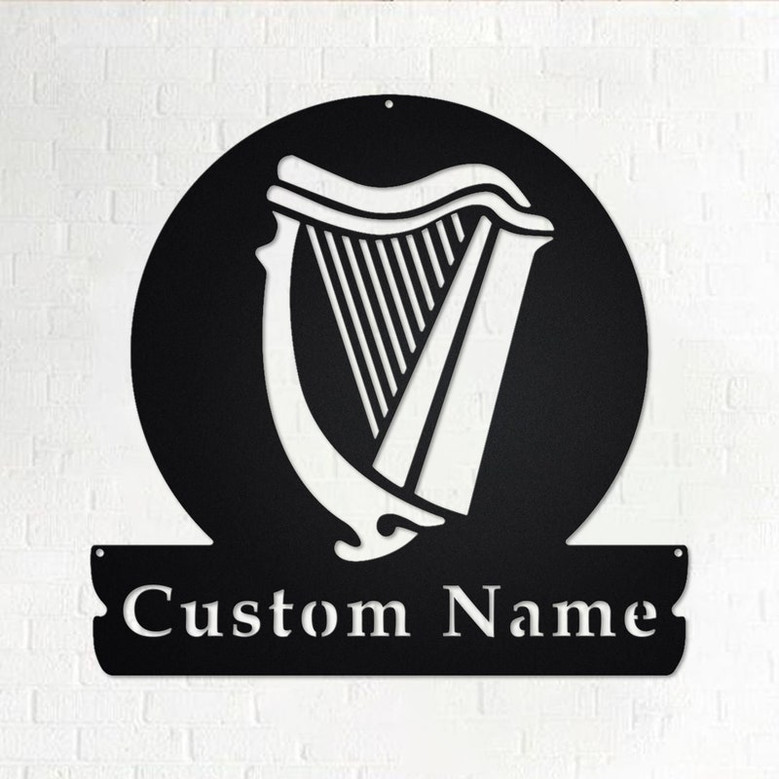 Custom Celtic Harp Metal Wall Art, Personalized Celtic Harp Name Sign Decoration For Room, Celtic Harp Home Decor, Custom Celtic Harp