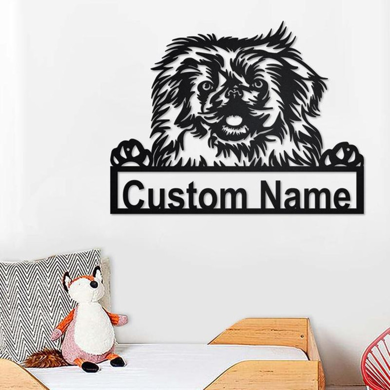 Custom Pekingese Dog Metal Wall Art, Personalized Pekingese Name Sign Decoration For Room, Pekingese Home Decor, Custom Dog, Pekingese Dog