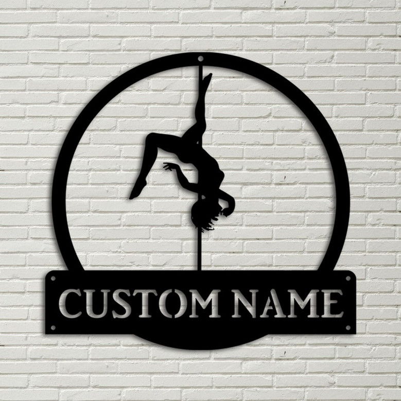 Personalized Pole Dance Monogram Metal Sign Art, Pole Dance Decor Decoration Pole Dance Metal Sign, Housewarming Outdoor Metal