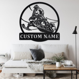 Custom Snowmobile Jump Metal Wall Art, Personalized Snowmobiler Name Sign Decoration For Room, Snowmobile Home Decor, Custom Snowmobile