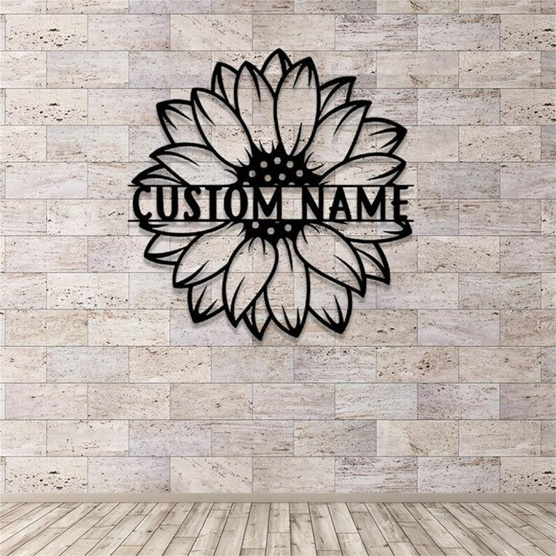 Custom Sunflower Metal Sign,Personalized Sunflower Lover Name Sign,Sunflower Metal Wall Decor,Flower Garden Sign