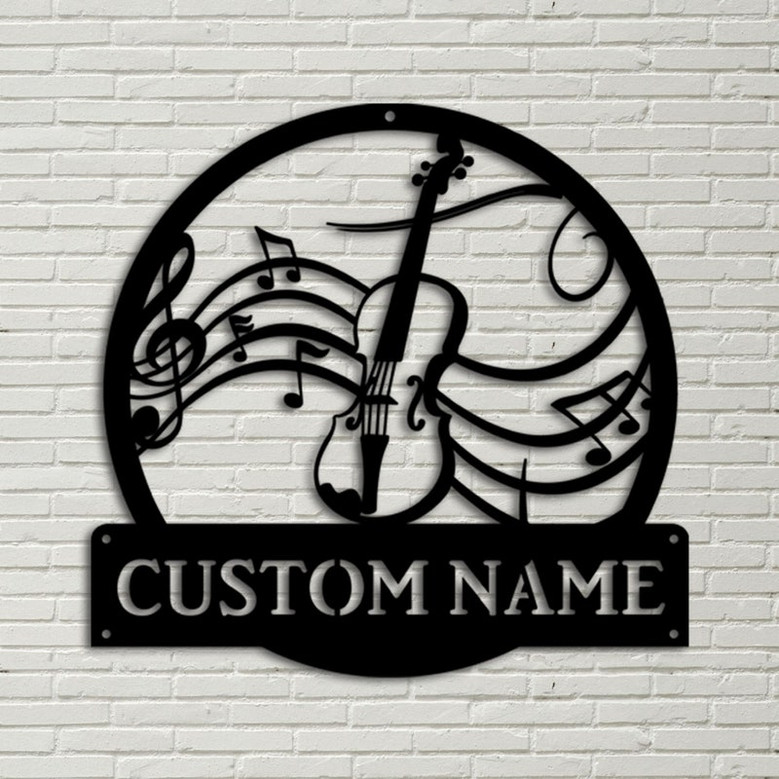 Personalized Violin Monogram Metal Sign Art, Custom Violin Monogram Metal Sign, Musical Instrument Gift, Music Gift