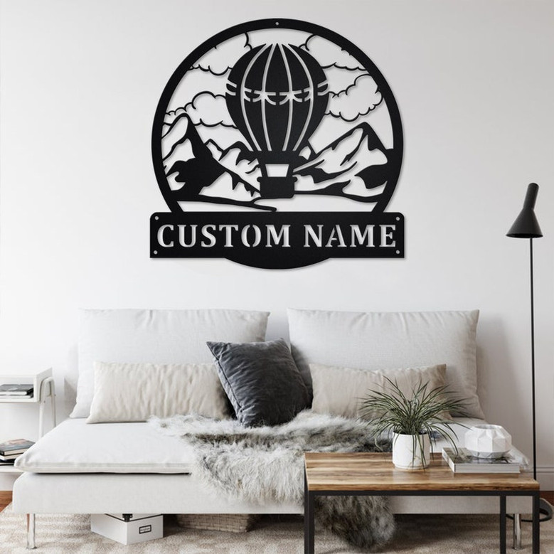 Custom Hot Air Balloon Metal Wall Art, Personalized Air Balloon Name Sign Decoration For Room, Air Balloon Home Decor, Custom Air Balloon