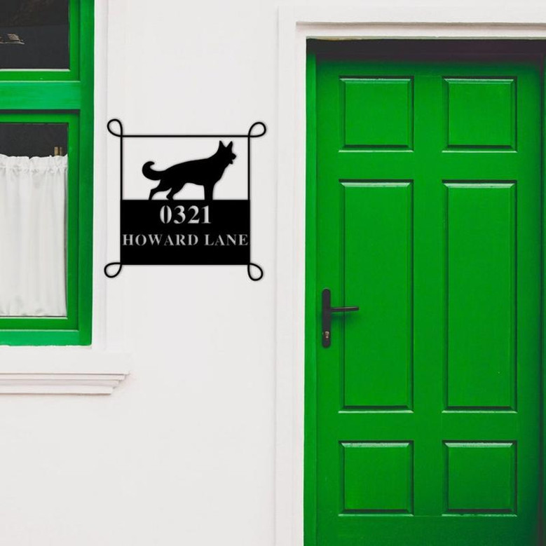 Custom Metal Sign, Address Sign, Custom Dog Sign, Dog, House number, wall sign, door hanging, wall art, custom wall sign, personalized sign
