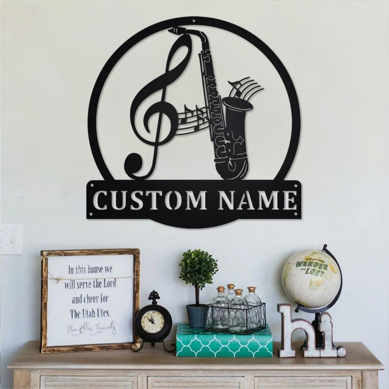 Custom Saxophone Metal Wall Art, Personalized Saxophone Name Sign Decoration For Room, Saxophone Home Decor, Custom Saxophone, Saxophone