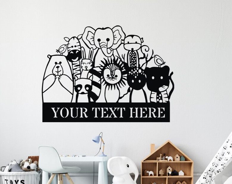 Personalized Metal Child Room Name Sign, Custom Kindergarten Name Sign, Kidsroom Door Wall Decor