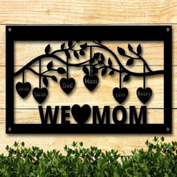 Hanging Heart Personalized Family Name Sign, Gift for Grandma, Custom Gift for Mom, Gift From Kids, Gift for Parents, Hanging Hearts Names