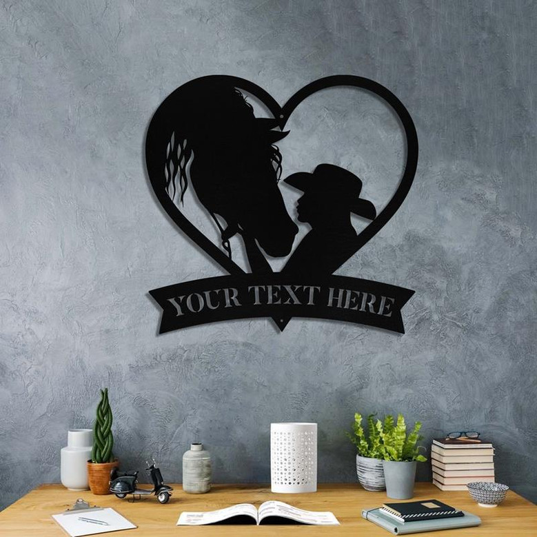 Personalized Metal Horse Girl Sign Monogram Custom Outdoor Farm Farmhouse Ranch Stable Acres Wall Decor Art Gift