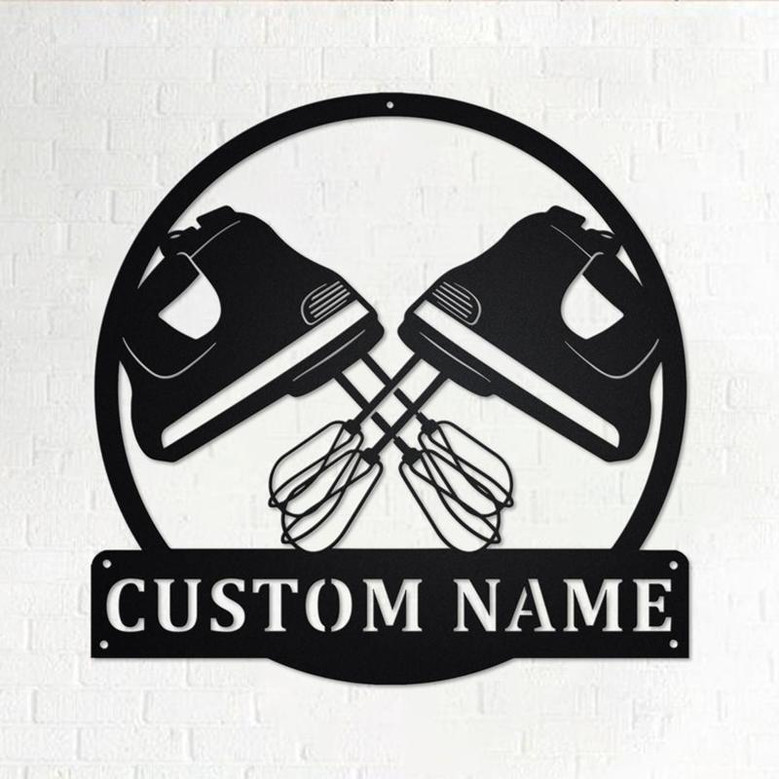 Custom Hand Mixer Baking Metal Wall Art, Personalized Baking Shop Name Sign Decoration For Room, Baking Home Decor, Custom Baking Shop