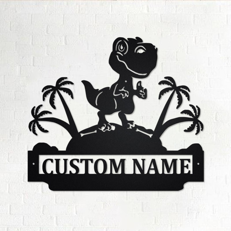 Custom Baby Dinosaur Metal Wall Art, Personalized Baby Dinosaur Name Sign Decoration For Room, Baby Dinosaur Home Decor,Custom Baby Dinosaur