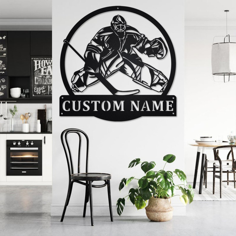 Custom Hockey Goalie Metal Wall Art, Personalized Hockey Goalie Name Sign Decoration For Room, Hockey Goalie Home Decor,Custom Hockey Goalie