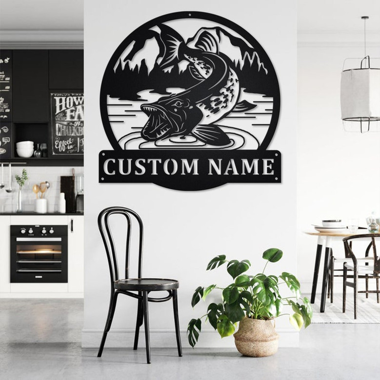 Custom Northern Pike Fish Metal Wall Art, Personalized Northern Pike Name Sign Decoration For Room, Northern Pike Home Decor, Custom Fish