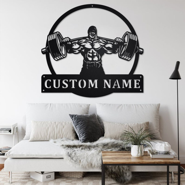 Custom Powerlifting Man Metal Wall Art, Personalized Powerlifting Name Sign Decoration For Room, Powerlifting Metal Home Decor, Powerlifting