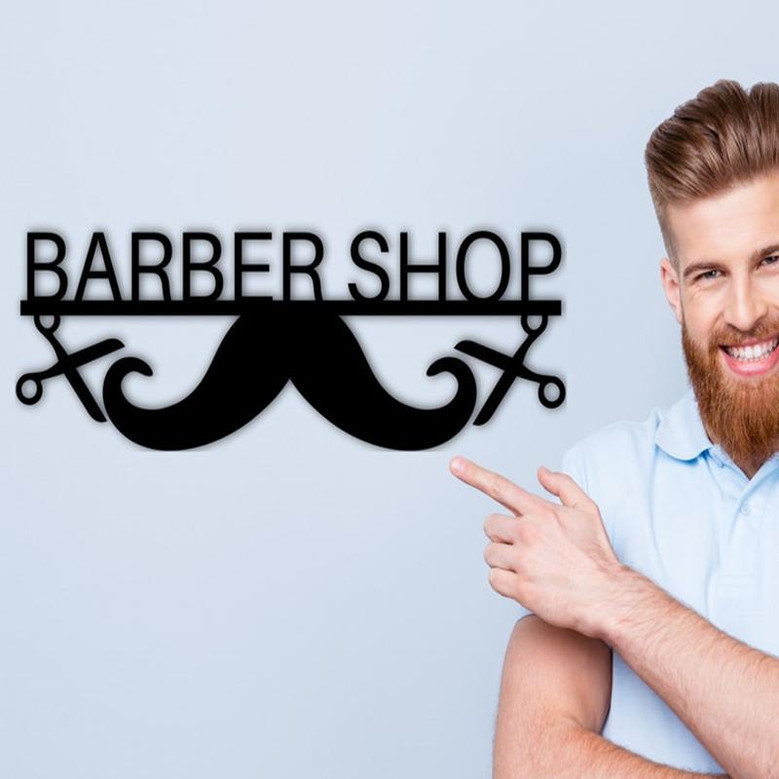 Barber Custom Metal Sign/Barber sign/Wall sign/Custom sign/Metal sign/Mustache/home decor/Father's day/Father's day gift/Barber shop/Barber
