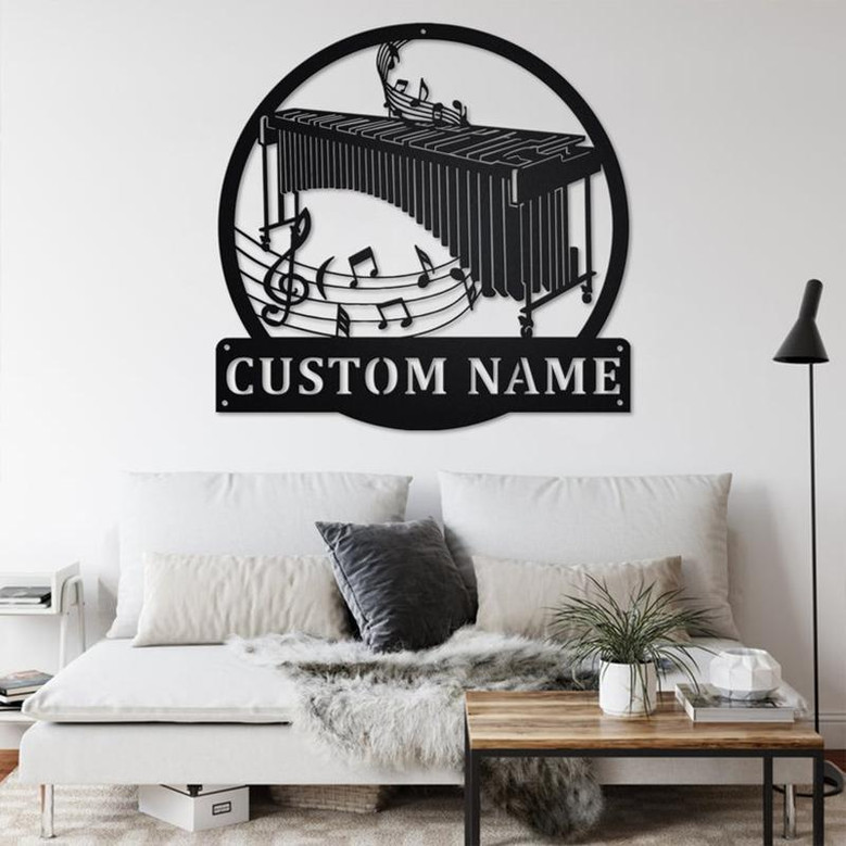 Custom Marimba Musical Instrument Metal Wall Art, Personalized Marimba Teacher Name Sign Decoration For Room, Marimba Home Decor, Marimba