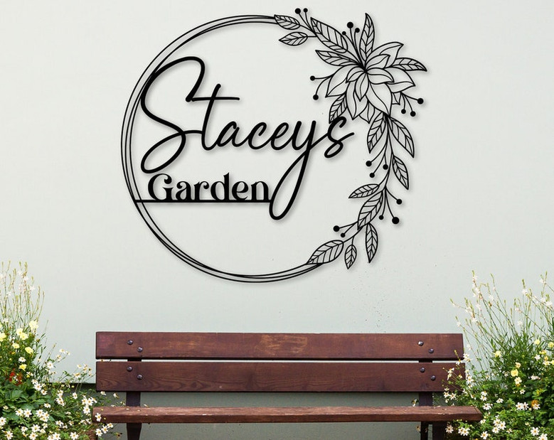 Your name Garden Sign-Personalized Garden Sign-Garden Stake-Garden Art-Metal Yard Art-Mother’s Day-Metal Garden Sign-Outdoor patio