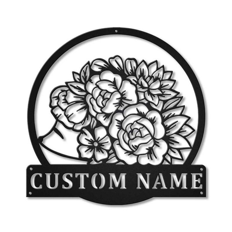 Personalized Floral Hedgehog Monogram Metal Sign Art , Custom Floral Hedgehog Metal Sign, Hedgehog Lover Sign Decoration For Living Room