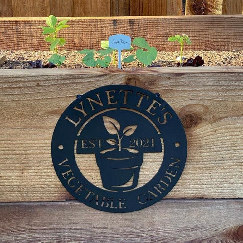 Metal Hanging Garden Sign, Personalized Metal Gardening Gift