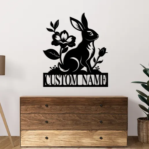 Rabbit Name Metal Sign