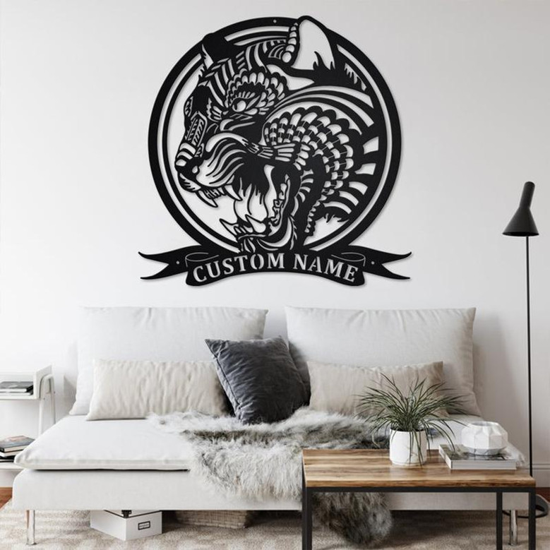 Custom Zentangle Tiger Metal Wall Art, Personalized Tiger Name Sign Decoration For Room, Tiger Metal Home Decor, Custom Zentangle Tiger