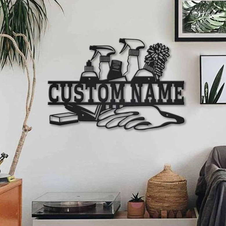 Personalized Cleaning Service Metal Sign Art | Custom Cleaning Service Monogram Metal Sign | Cleaning Gifts | Job Gift | Decor Decoration