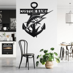 Custom Anchor Swordfish Metal Wall Art, Personalized Swordfish Name Sign Decoration For Room, Swordfish Home Decor, Custom Anchor Swordfish