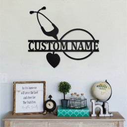 Custom Nurse Metal Wall Art , Personalized Medical Name Sign Decoration For Room, Doctor Outdoor Home Decor Gift RN LPN Angel, Custom Nurse