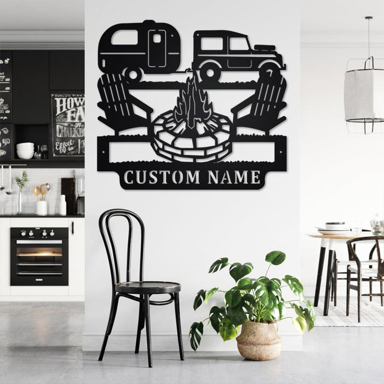 Custom Camping Car Metal Wall Art, Personalized Camper Name Sign Decoration For Room, Camping Car Metal Home Decor, Custom Camping Car