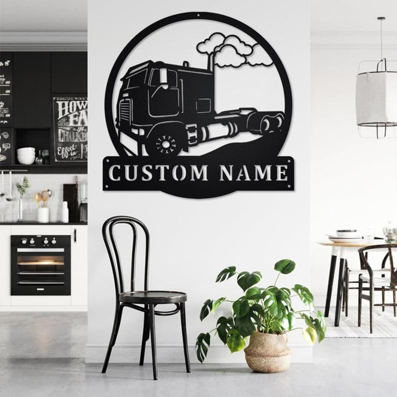 Custom Cab Over Truck Metal Wall Art, Personalized Truck Driver Name Sign Decoration For Room,Cab Over Truck Home Decor,Custom Truck Driver