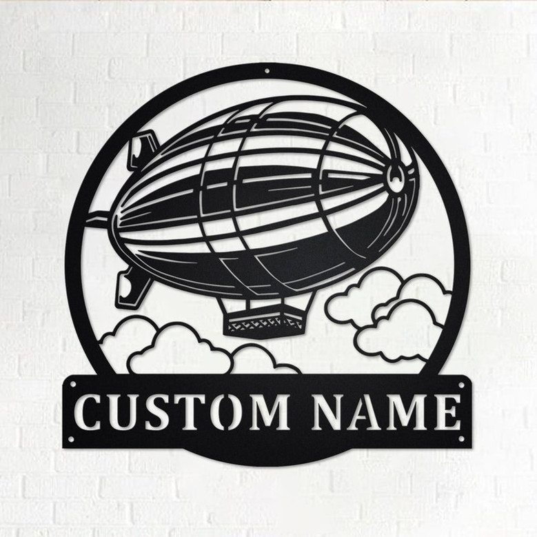 Custom Transportation Blimp Metal Wall Art, Personalized Blimp Name Sign Decoration For Room, Blimp Metal Home Decor, Custom Blimp
