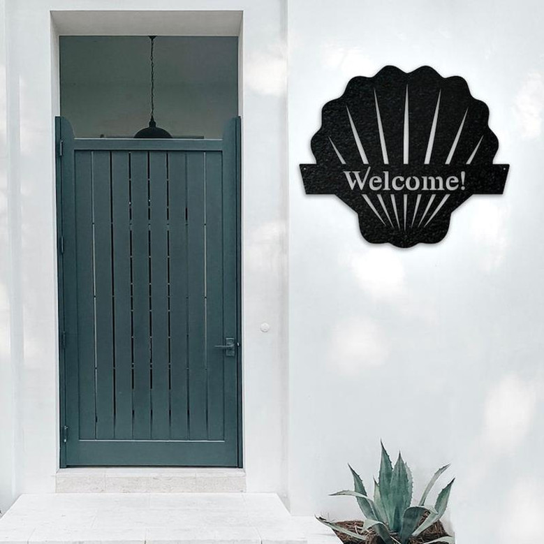 Sea Shell Metal Monogram Sign For Ocean Lovers, Front Door Sea Shell, Outdoor Metal Sign for House Decor, Family Sign for Front Door, Beach