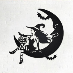 Halloween Witch Moon Metal Sign | Witch Moon Metal Wall Art | Witch Moon Tree Metal wall Decor | Halloween Metal Decor | Halloween Decor