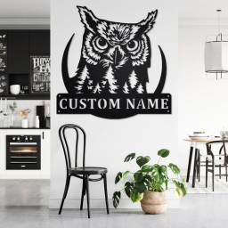 Custom Owl Metal Wall Art, Personalized Owl Name Sign Decoration For Room, Owl Home Decor, Custom Owl, Owl Metal Decor, Owl Animals Lover