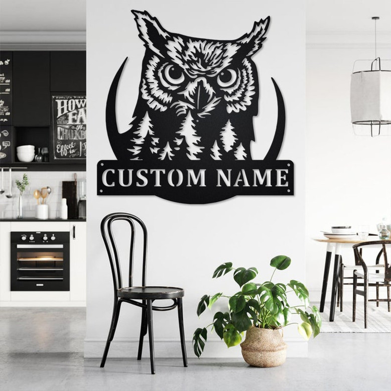 Custom Owl Metal Wall Art, Personalized Owl Name Sign Decoration For Room, Owl Home Decor, Custom Owl, Owl Metal Decor, Owl Animals Lover